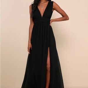 Lulu's Black Maxi Dress with Slit